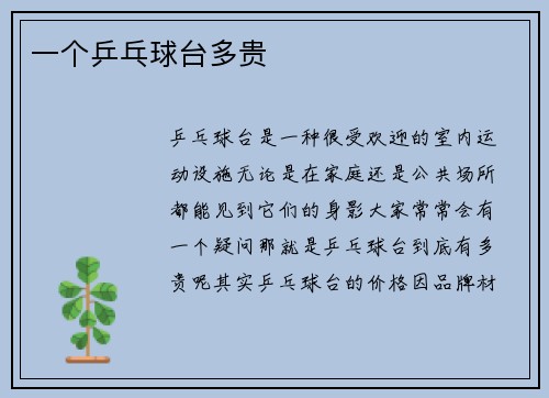 一个乒乓球台多贵