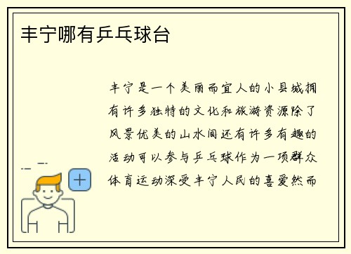 丰宁哪有乒乓球台