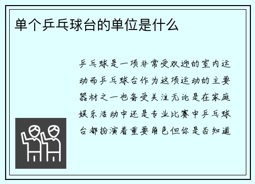 单个乒乓球台的单位是什么