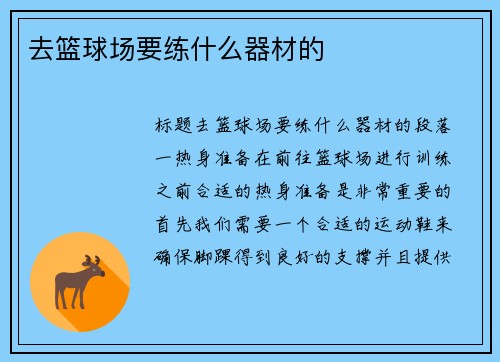 去篮球场要练什么器材的